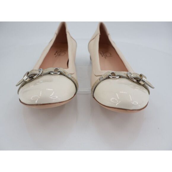 AGL Womens Monika Ballet Flat Size 39.5 9.5 Ivory Leather Cap Toe Dress Shoe - Picture 2 of 13